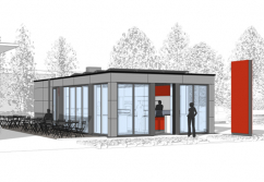 Bistro Modulbau in Stahlbauweise, Entwurf Freestander