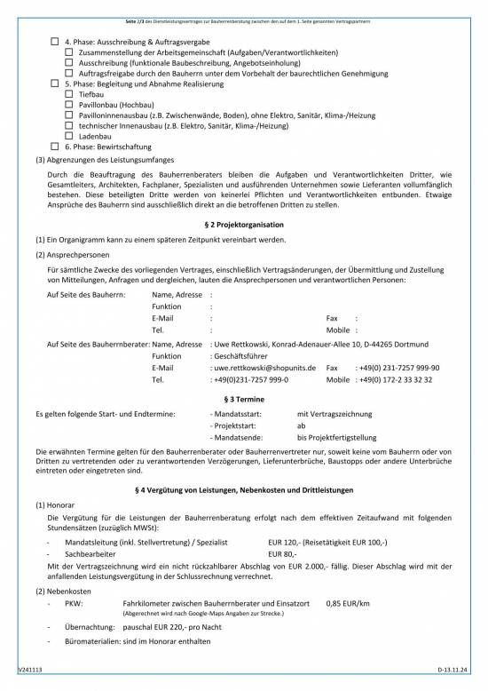 Der Bauherrenberatungsvertrag